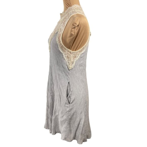 Altar'd State Slip Dress Crinkle Grey Cream S Small Sleeveless - Picture 2 of 9